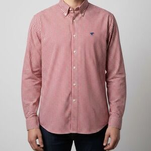 Peter Millar Nanoluxe Red Gingham Button Down Shirt Men's Extra Large